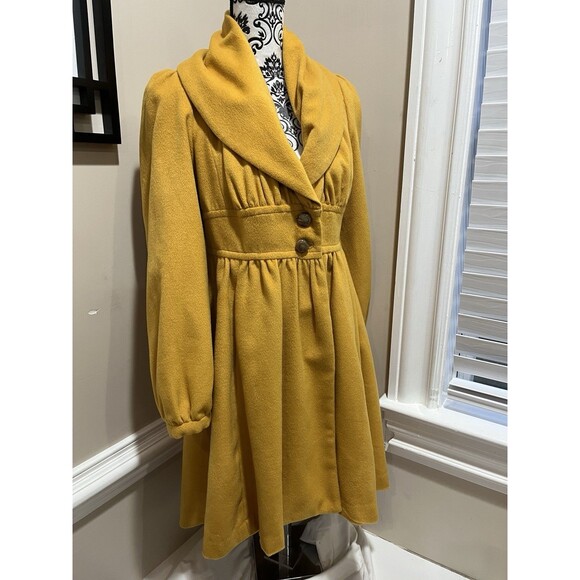 Anthropologie Plenty by Tracy Reese Mustard Mod Rockabilly Jacket Coat Sz Small - Picture 7 of 12